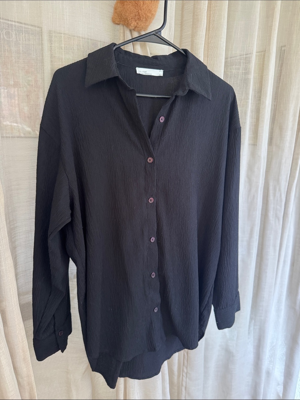 OAK + FORT Black Textured Button-Up Shirt - Classic Collar